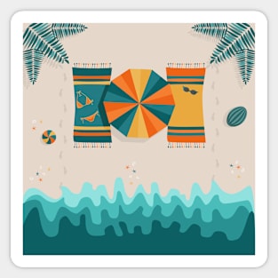 Sandy beach, top view, summer illustration Sticker